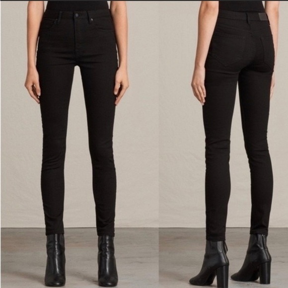 All Saints Denim - All Saints Stilt Skinny High Rise Jeans Jet Black Size 28
